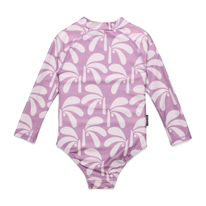Crywolf Long Sleeve Swimsuit Lilac Palms