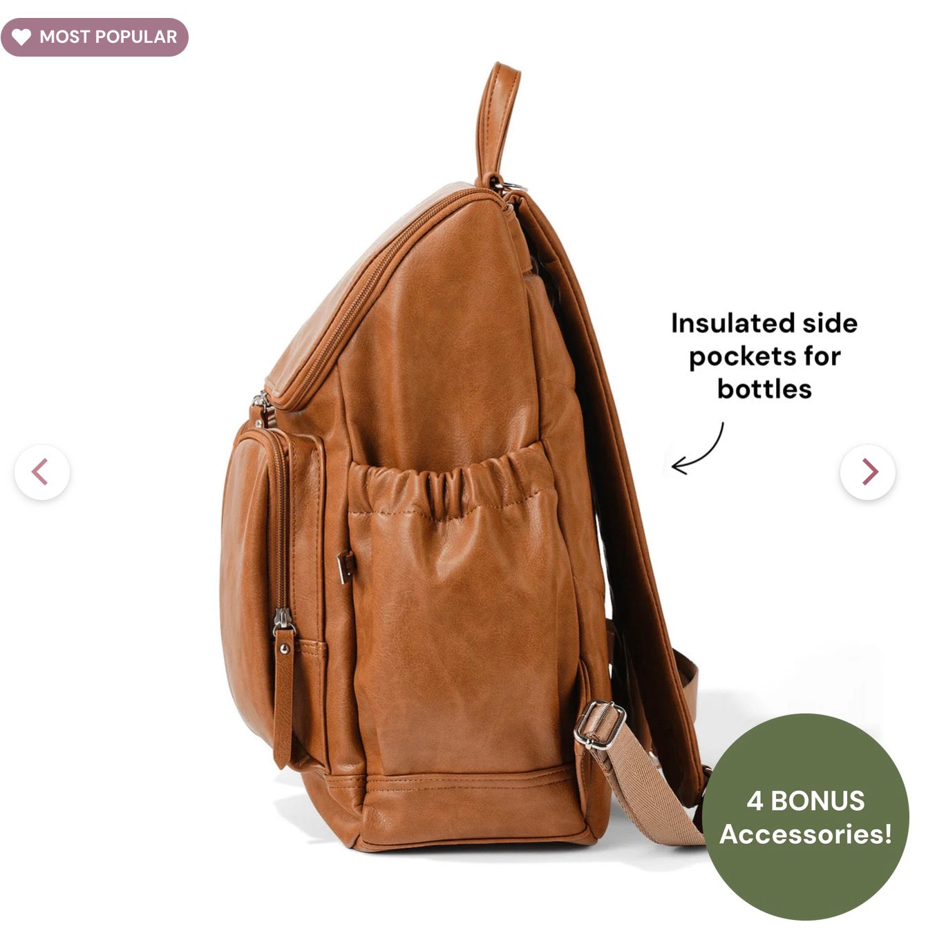OiOi Signature Nappy Backpack Tan Vegan Leather