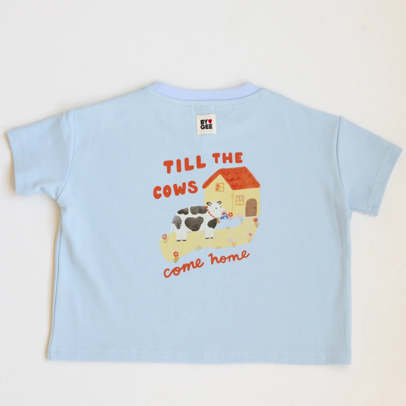 BY GEE Cows Come Home Boxy Tee - Sky Blue