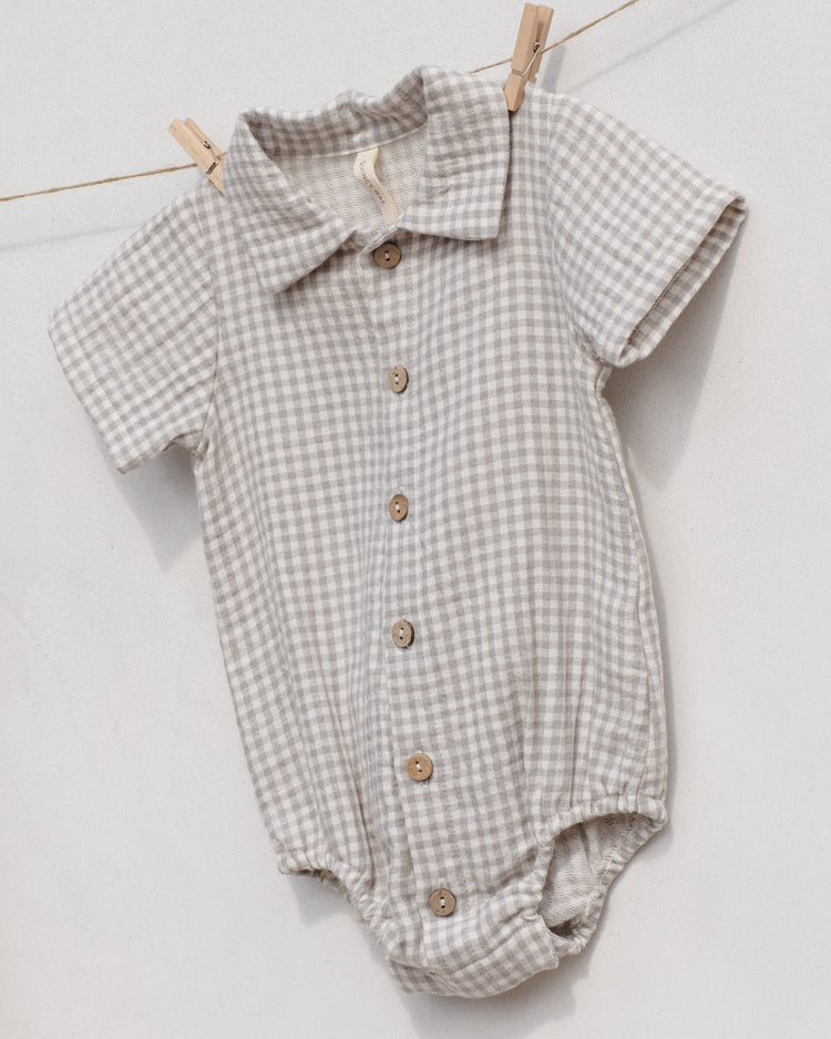 Quincy Mae Romper Matteo Sage Gingham