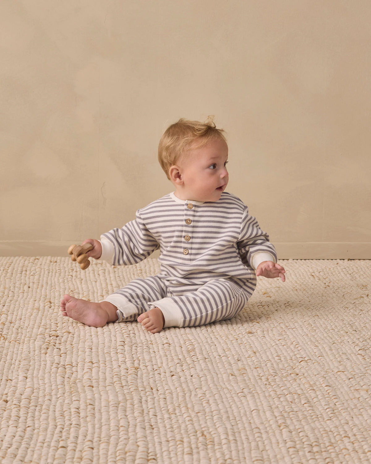 Quincy Mae Relaxed Jumpsuit Slate Stripe
