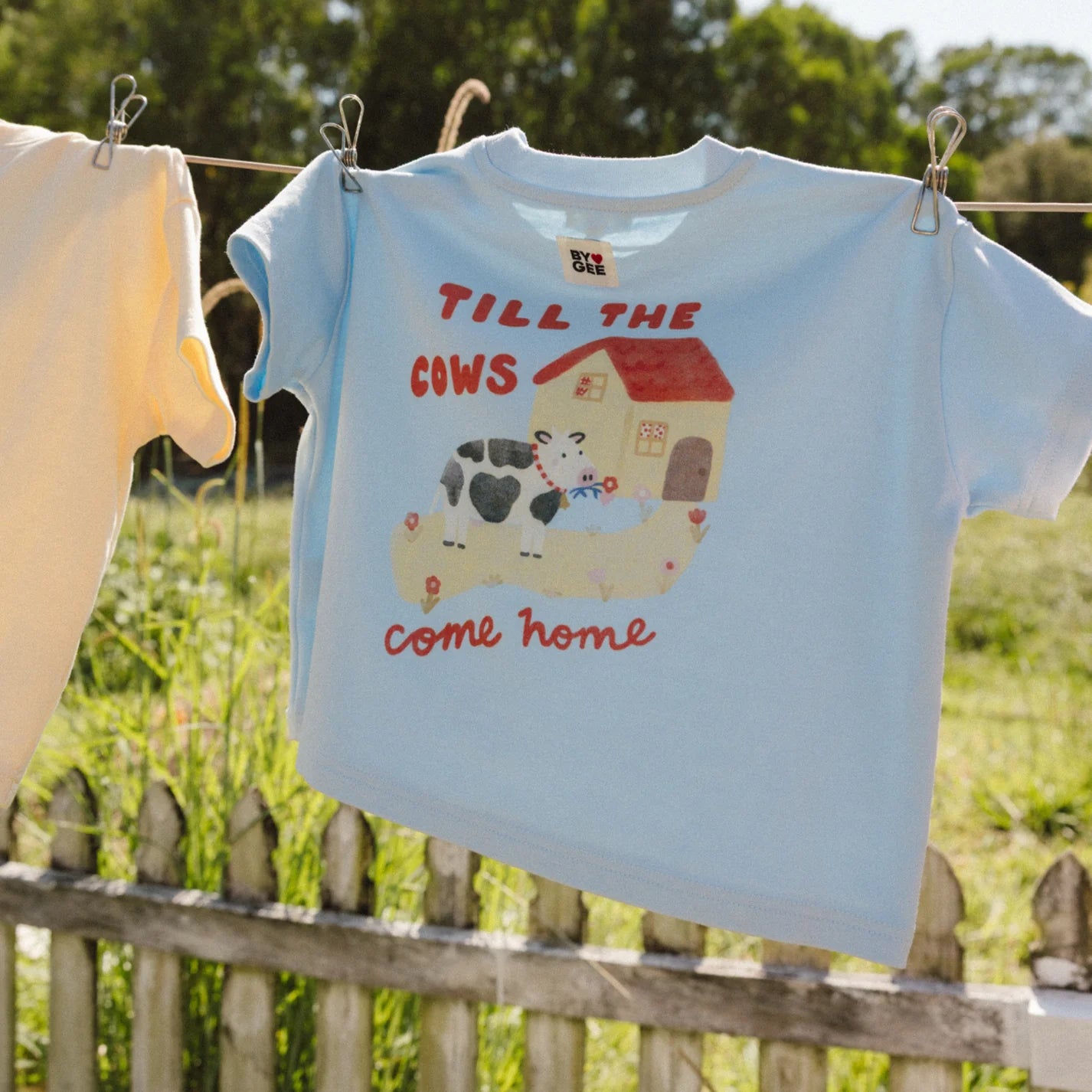 BY GEE Cows Come Home Boxy Tee - Sky Blue