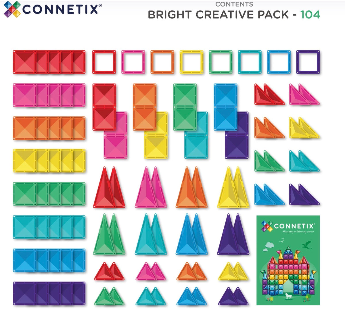 Connetix Magnetic Tiles Bright Creative Pack 104 pc - Stock arriving this week dm Nadene