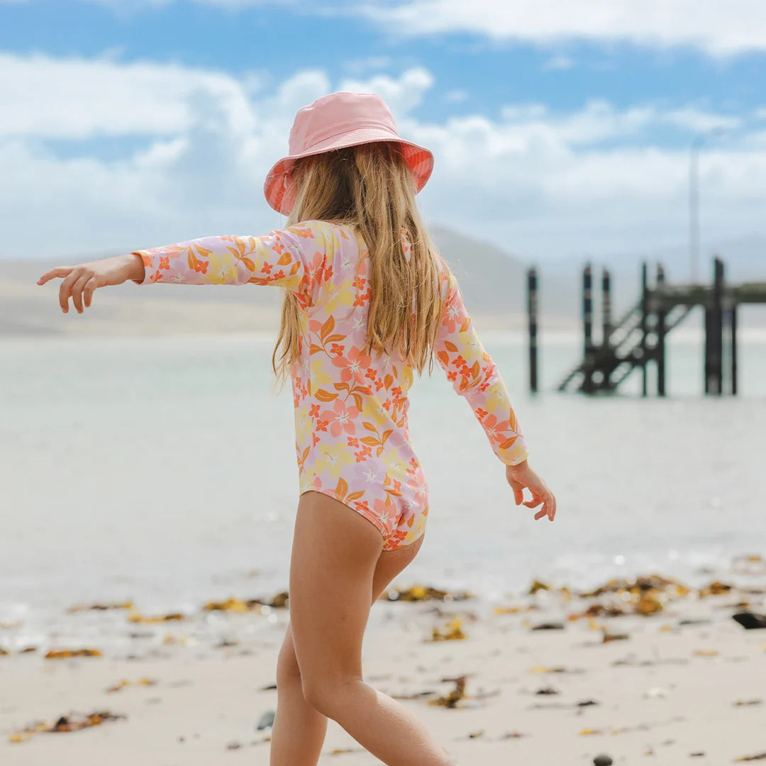 Crywolf Swimwear LONG SLEEVE SWIMSUIT Hibiscus Daze