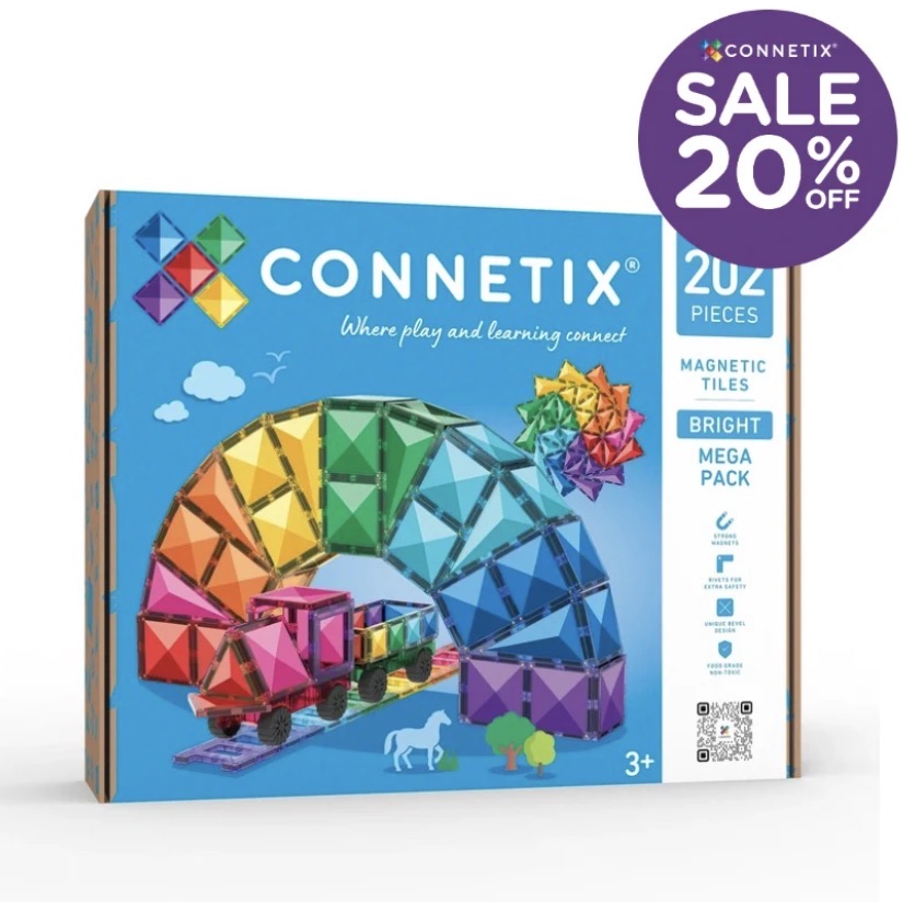 Connetix Magnetic Tiles Bright Mega Pack 202 pc - Stock arriving this week dm Nadene