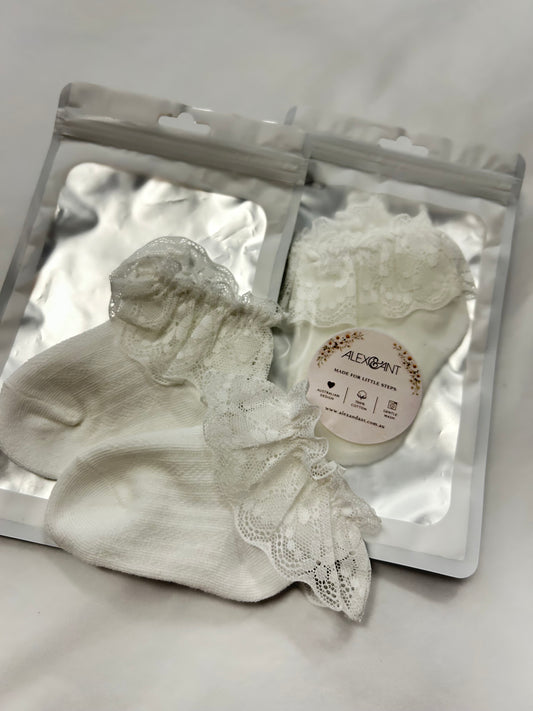 ALEX&ANT Lace Frill Socks Cloud