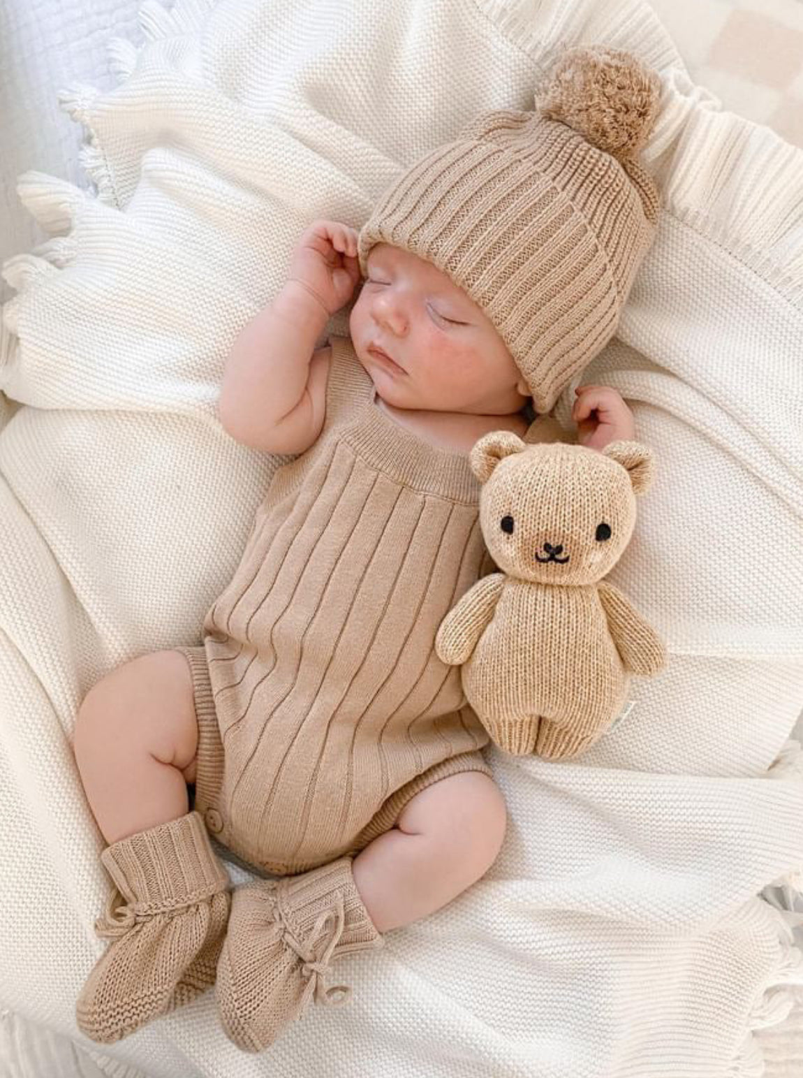 Petite and Co Singlet Thick Rib Singlet - Teddy Brown