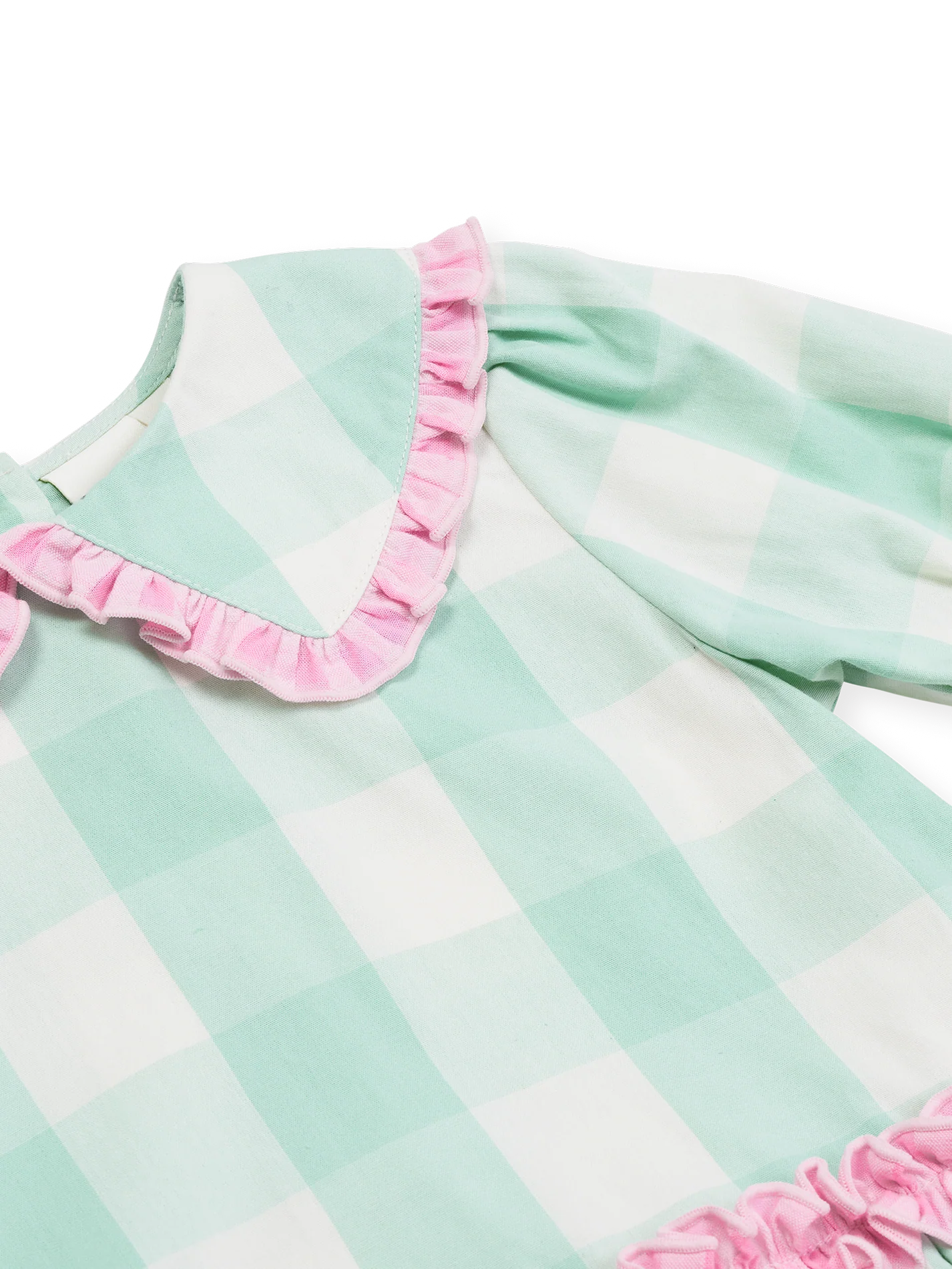 Goldie + Ace Gingham Collar Dress Green/Pink