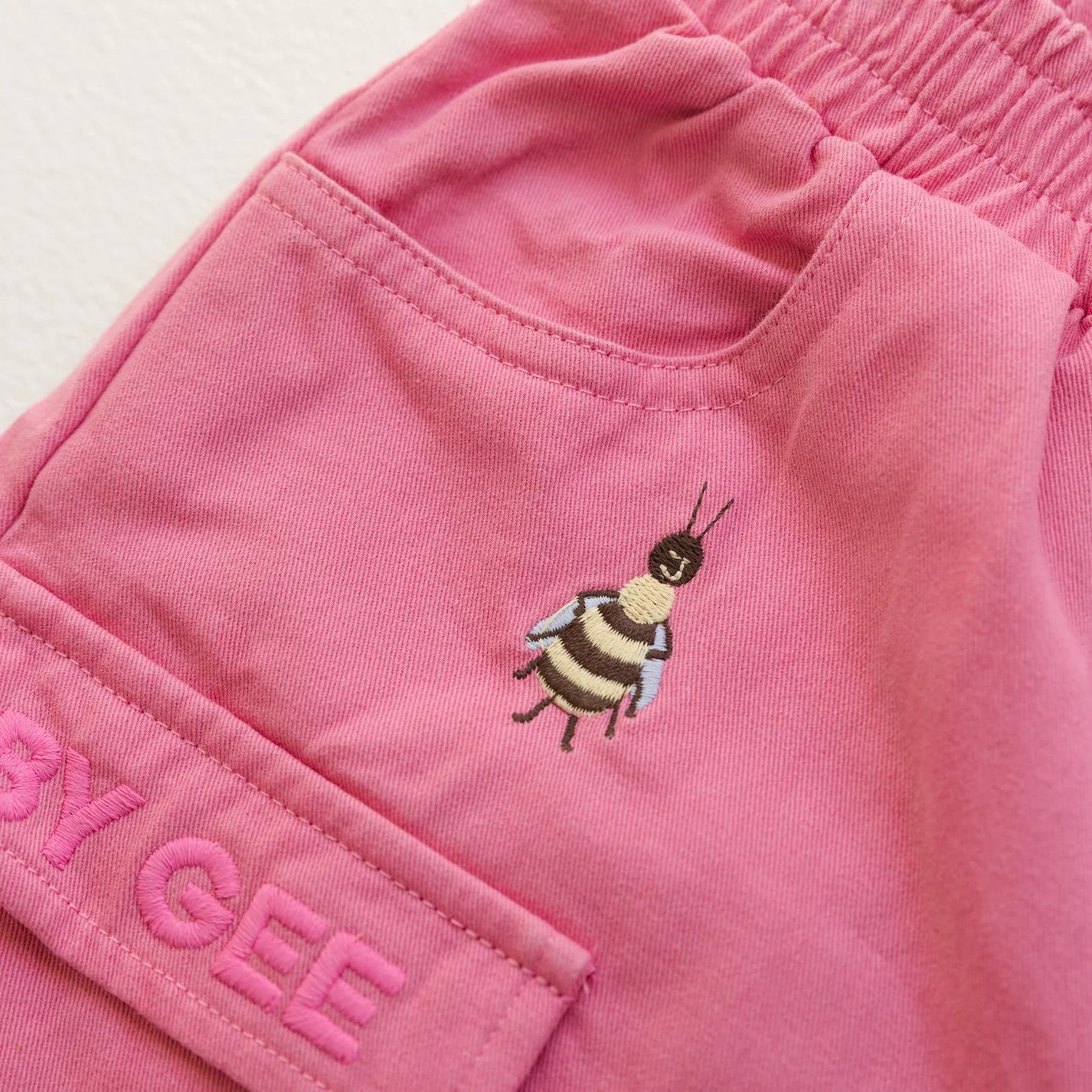 BY GEE Cropped Wide Leg Cargo Pant - Peony