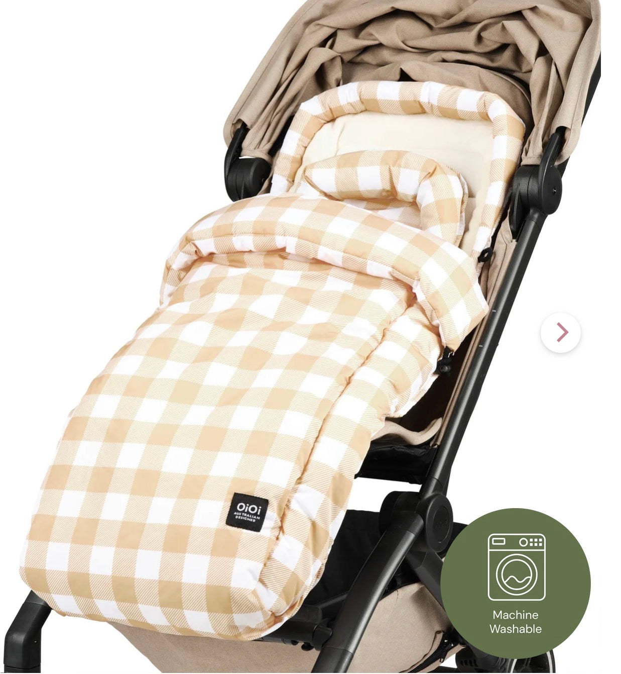 OiOi All-in-One Convertible Footmuff – Gingham Beige