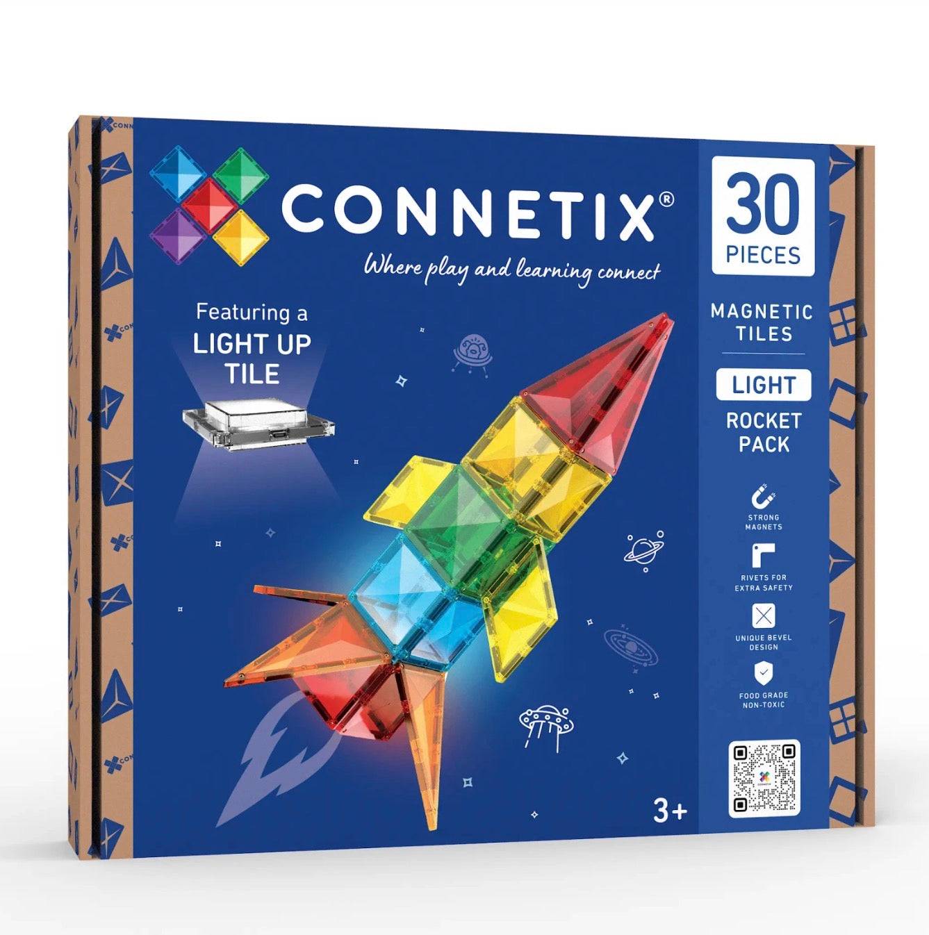 Connetix Magnetic Tiles Light Rocket Pack 30 Pieces