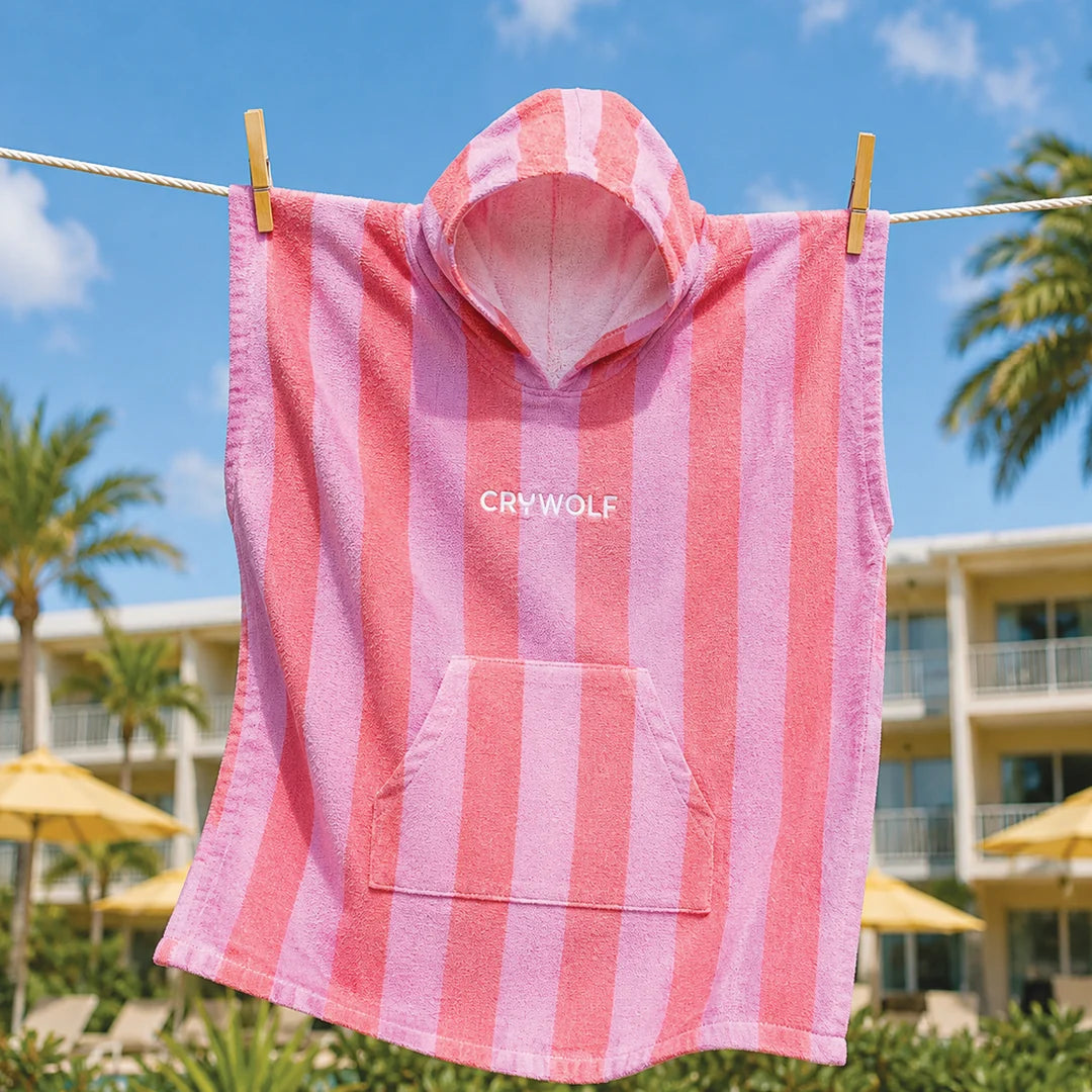 Crywolf Swimwear HOODED TOWEL Flamingo Stripe