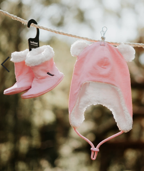 Bedhead hats Fleecy Teddy Baby Beanie Pink