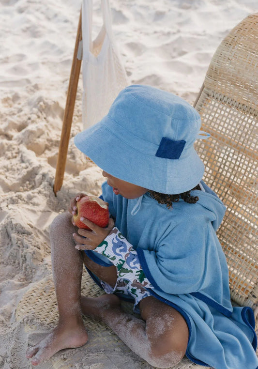 Acorn Kids Sunhats Mid Blue Terry Towelling Bucket Hat