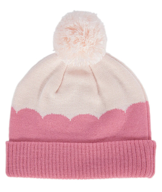 Acorn Kids Beanie Scalloped Merino Pink