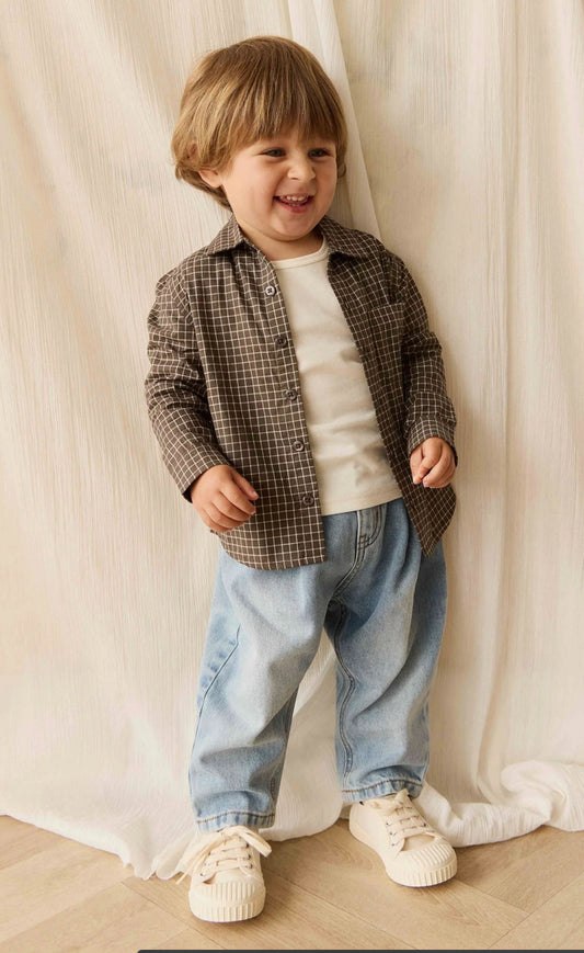 Jamie Kay- Organic Cotton Isaiah Shirt Coffee Grid