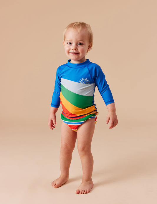 Goldie + Ace Swim Wear Ride the Wave Rashguard Blue Multi