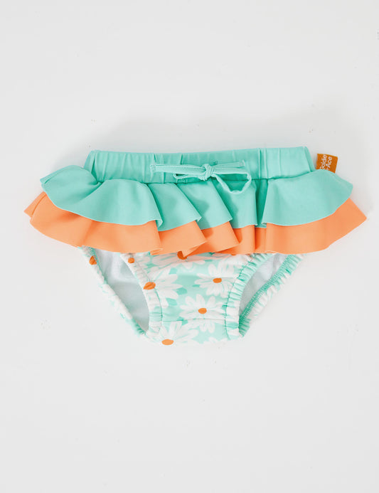 Goldie + Ace Swim Wear Daisy Delight Frill Waist Swim Nappy