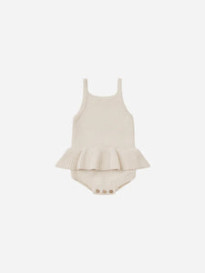 Quincy Mae - Knit Ruffle Romper Natural