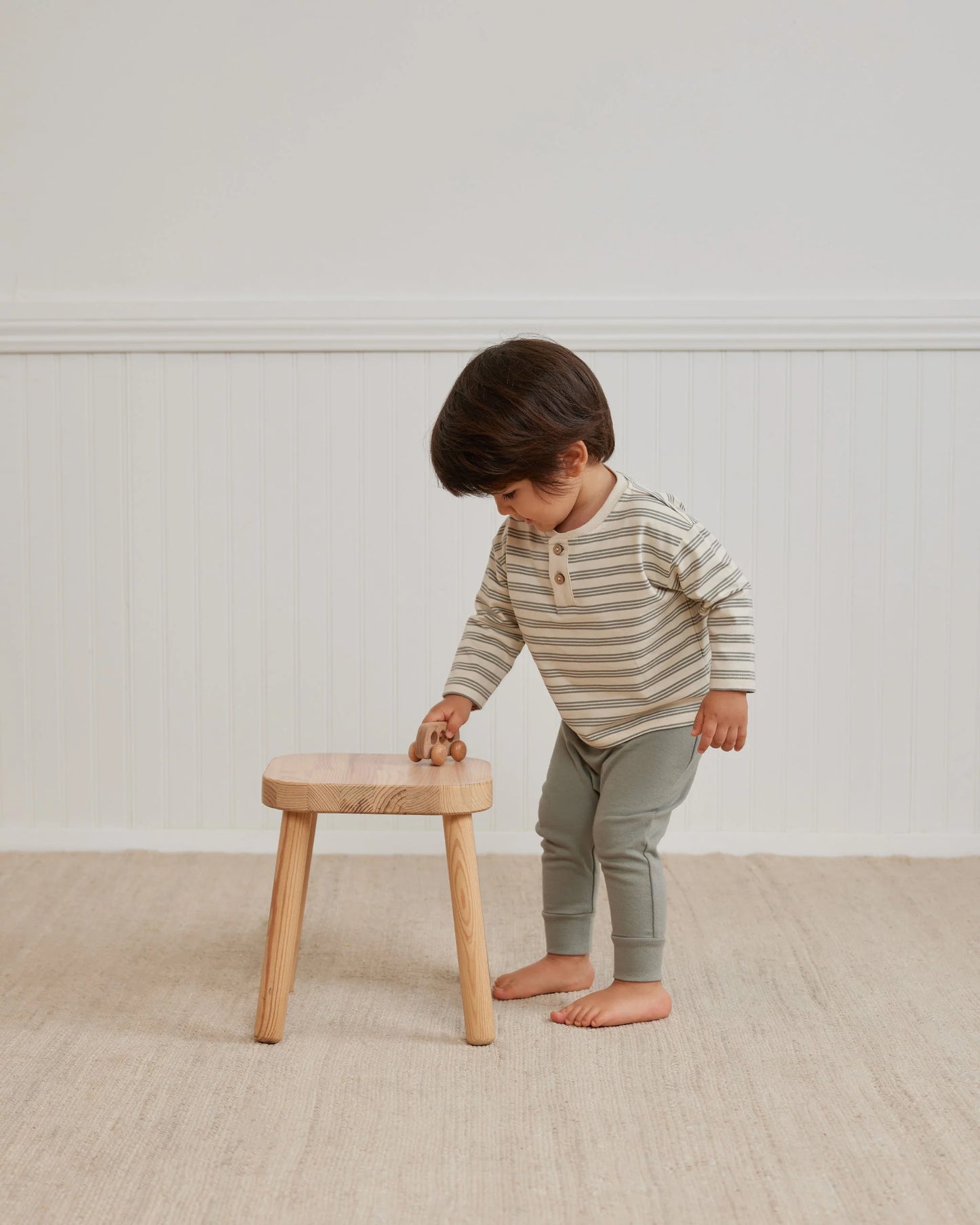 Quincy Mae Drawstring Pant and Long Sleeve Tee Set Basil Stripe