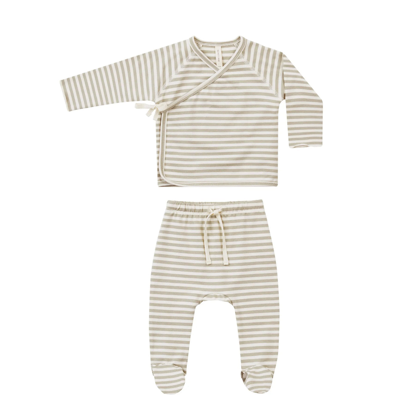 Quincy Mae Kimono Top + Footed Pant - Ash Stripe