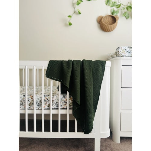 Mini & Me - Cabe Knit Blanket Forest Green