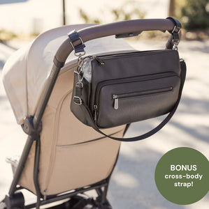 OiOi Multitasker Pram Caddy Black Vegan Leather