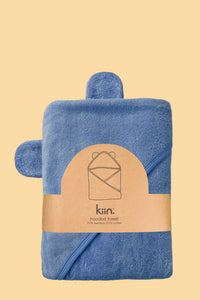 Kiin Hooded Towel. Blue Shadow