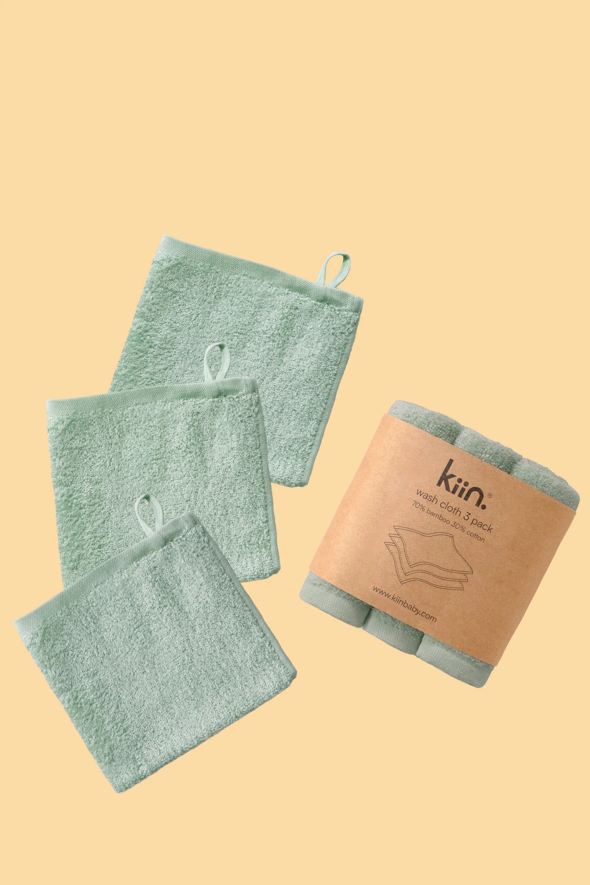 Kiin baby Wash Cloth - 3 pack. Sage