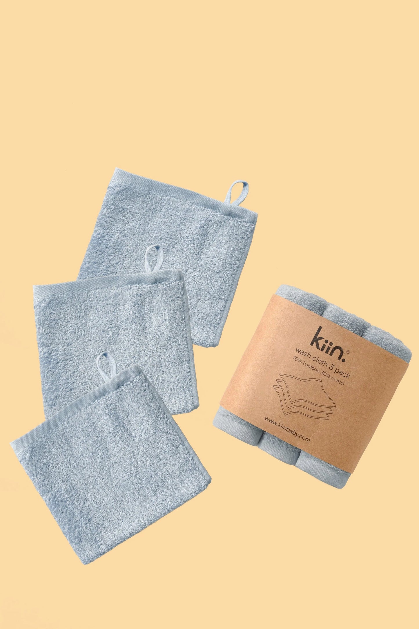 Kiin baby Wash Cloth - 3 pack. Cloud