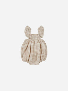 Quincy Mae Romper Bonnie Oat Gingham