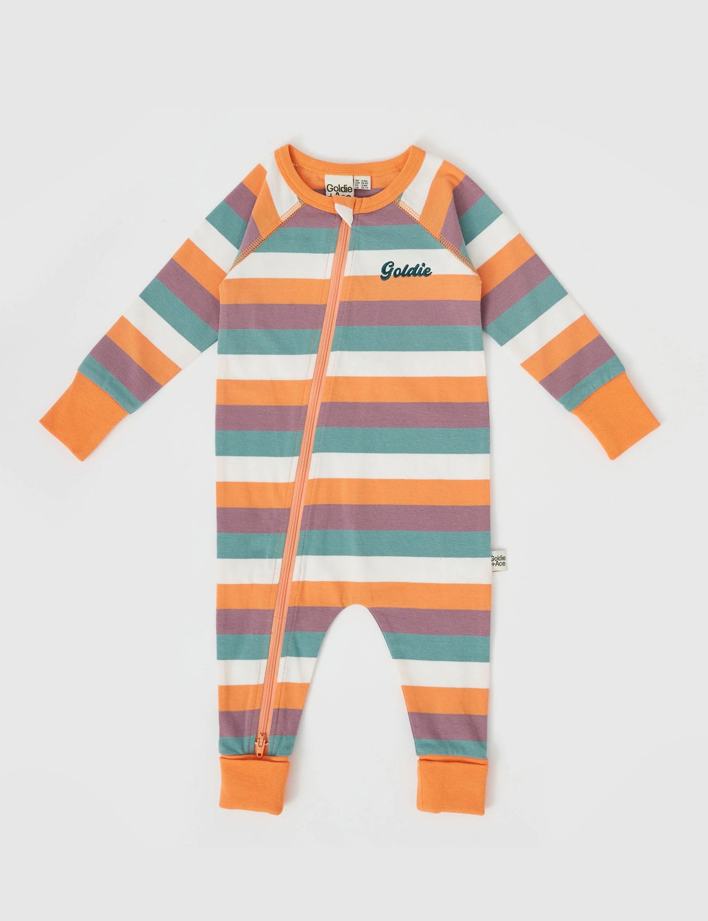 Goldie + Ace Nostalgia Stripe Embroidered Zipsuit Golden Multi