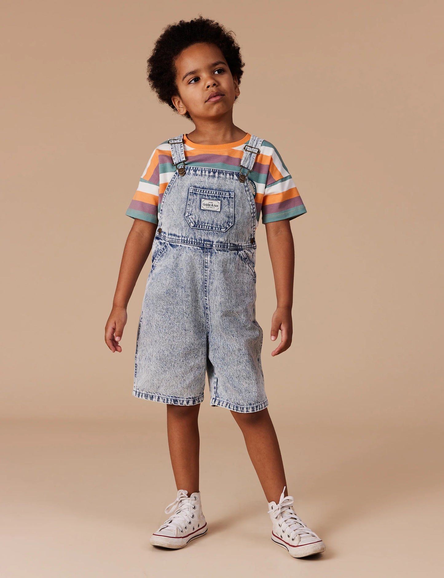 Goldie + Ace Burton Vintage Washed Denim Overalls Light Denim