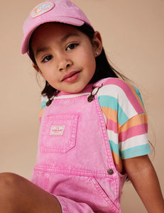 Goldie + Ace Burton Vintage Washed Denim Overalls Bubblegum