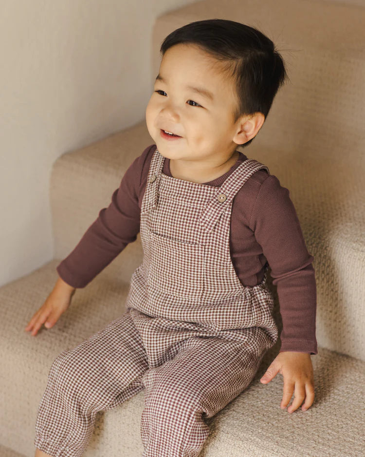 Quincy Mae - Baby Overall Plum Gingham