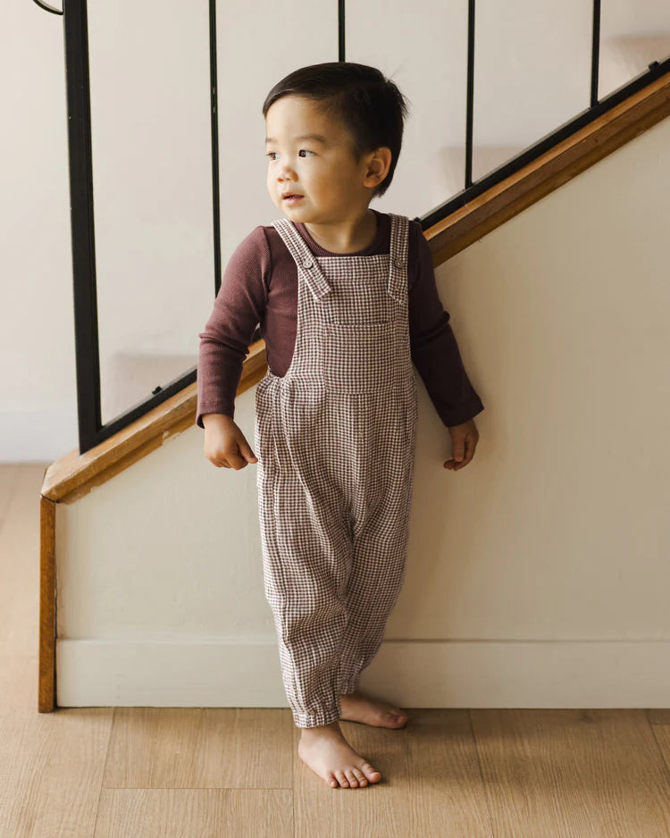 Quincy Mae - Baby Overall Plum Gingham