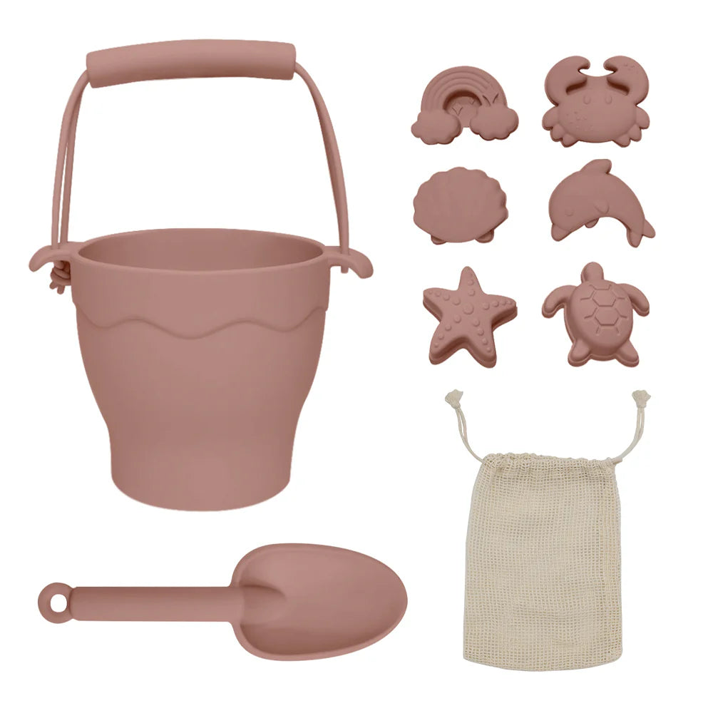 Playground Silicone 8pce Bucket and Spade Set Rose