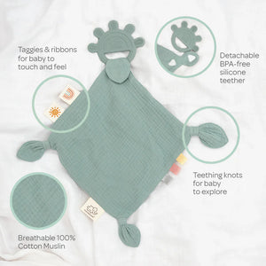 Playground Silicone Teether with Muslin Sage