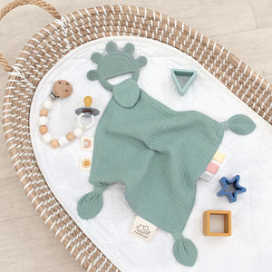 Playground Silicone Teether with Muslin Sage