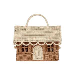 Olli Ella Rattan Gingerbread Casa Clutch. Natural & Straw