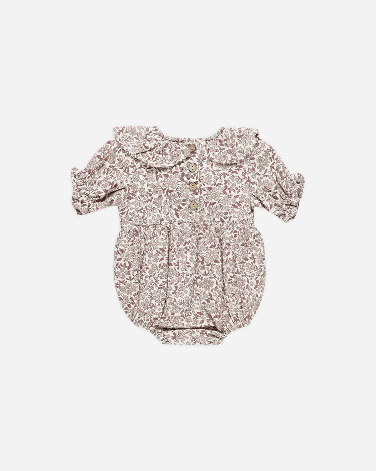 Quincy Mae - Collared Romper Mauve Ditsy