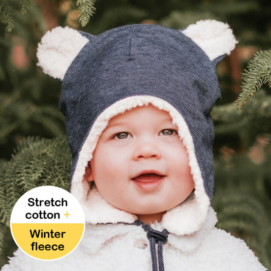 Bedhead hats Fleecy Teddy Baby Beanie Denim