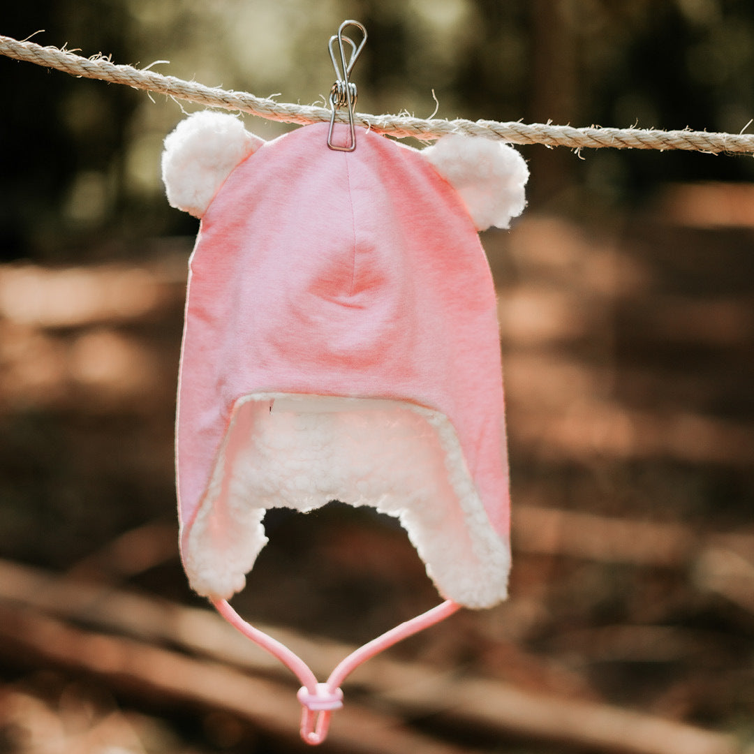 Bedhead hats Fleecy Teddy Baby Beanie Pink