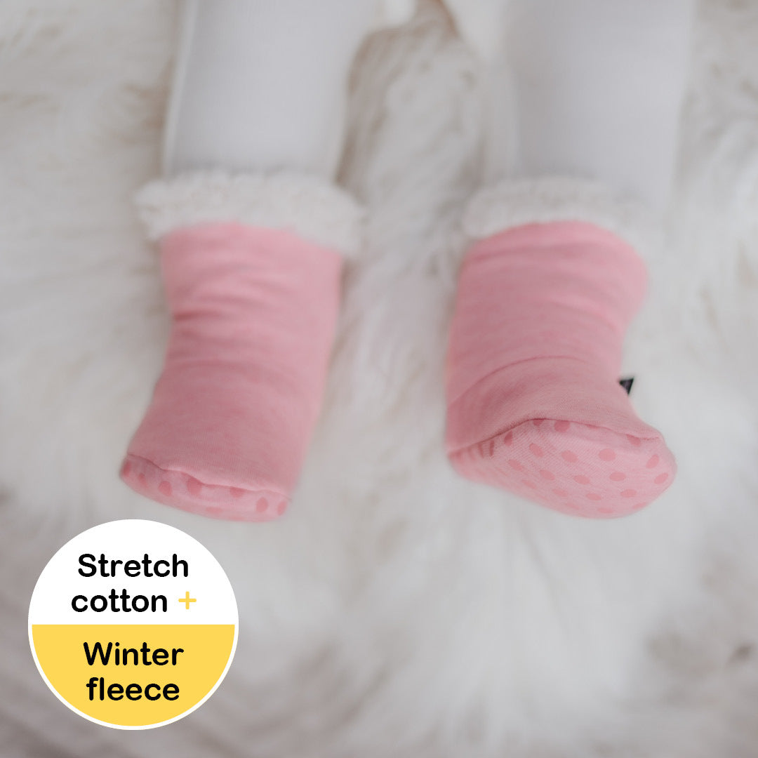 Bedhead hats Fleecy Teddy Baby Bootie Pink