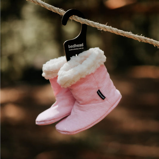 Bedhead hats Fleecy Teddy Baby Bootie Pink