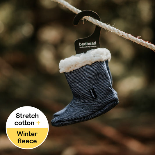 Bedhead hats Fleecy Teddy Baby Bootie Denim