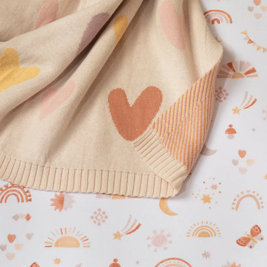 Baby Blanket Jaquard Pram Blanket Love Hearts