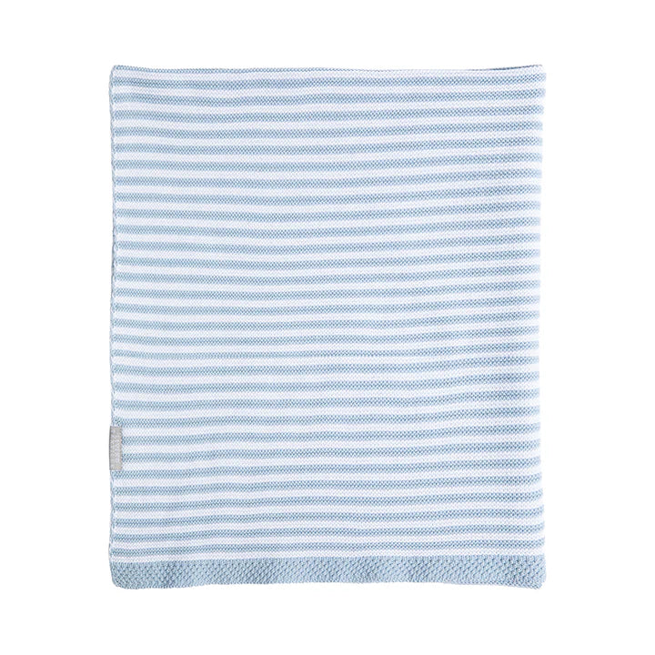 Baby Blanket 100% Cotton Knit Blanket Blue Stripe