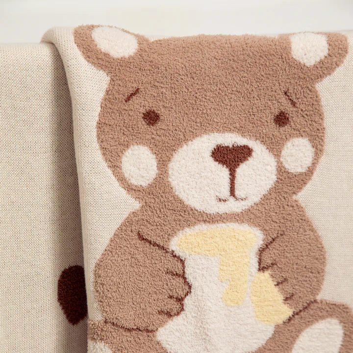 Baby Blanket Fluffy Jacquard  - Cuddly Bear
