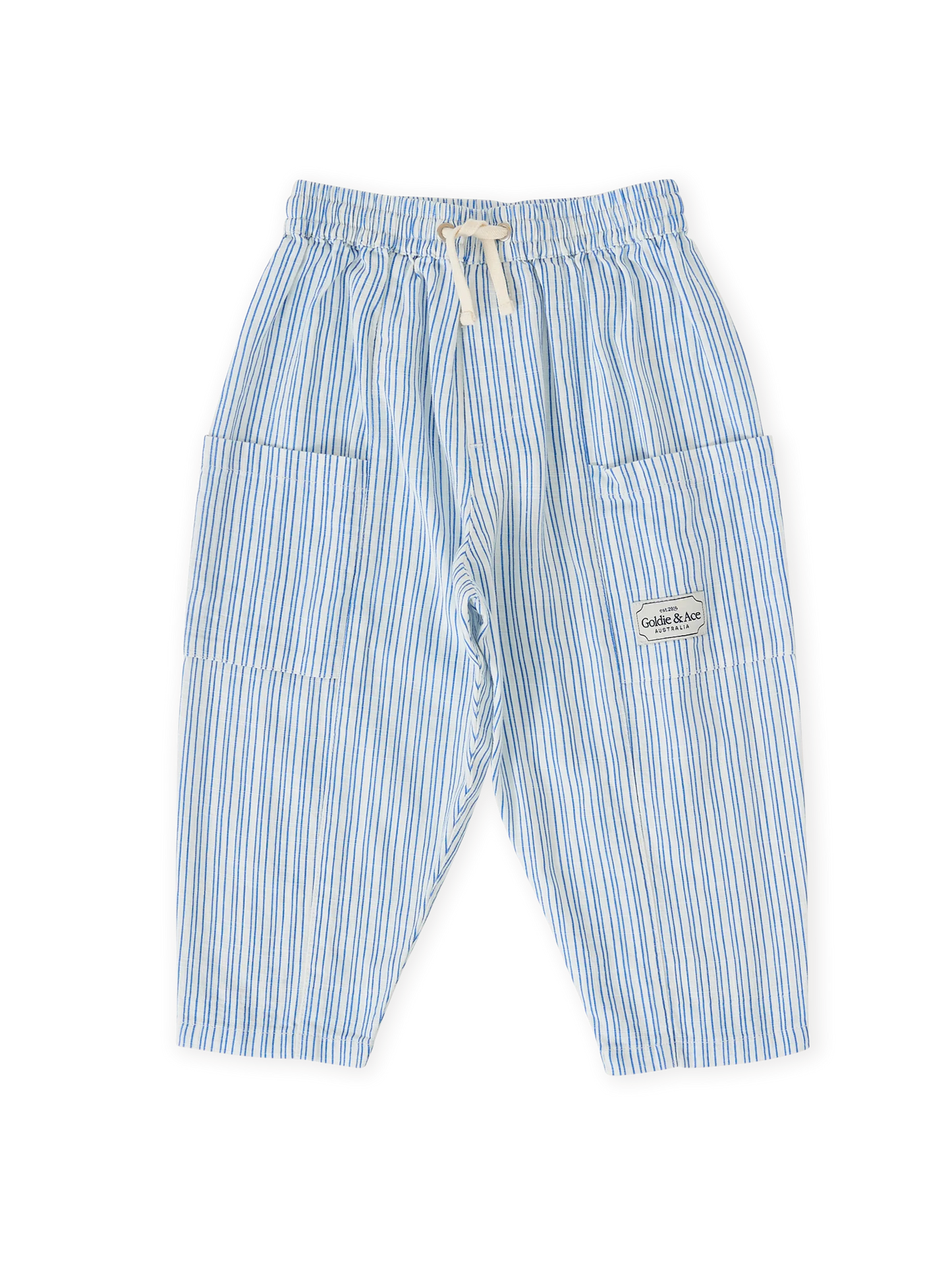 Goldie + Ace Sailor Stripe Kit Linen Pants Ocean/Ivory